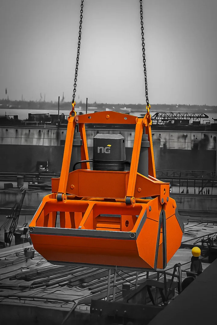 Graifăr clamshell industrial electro-hidraulic